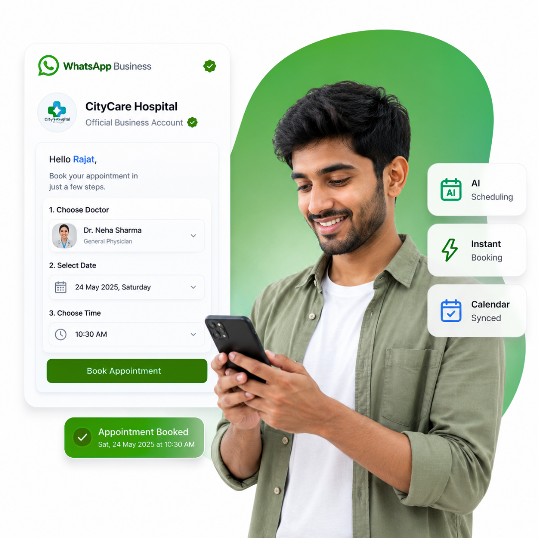 Healthcare appointment booking on WhatsApp
