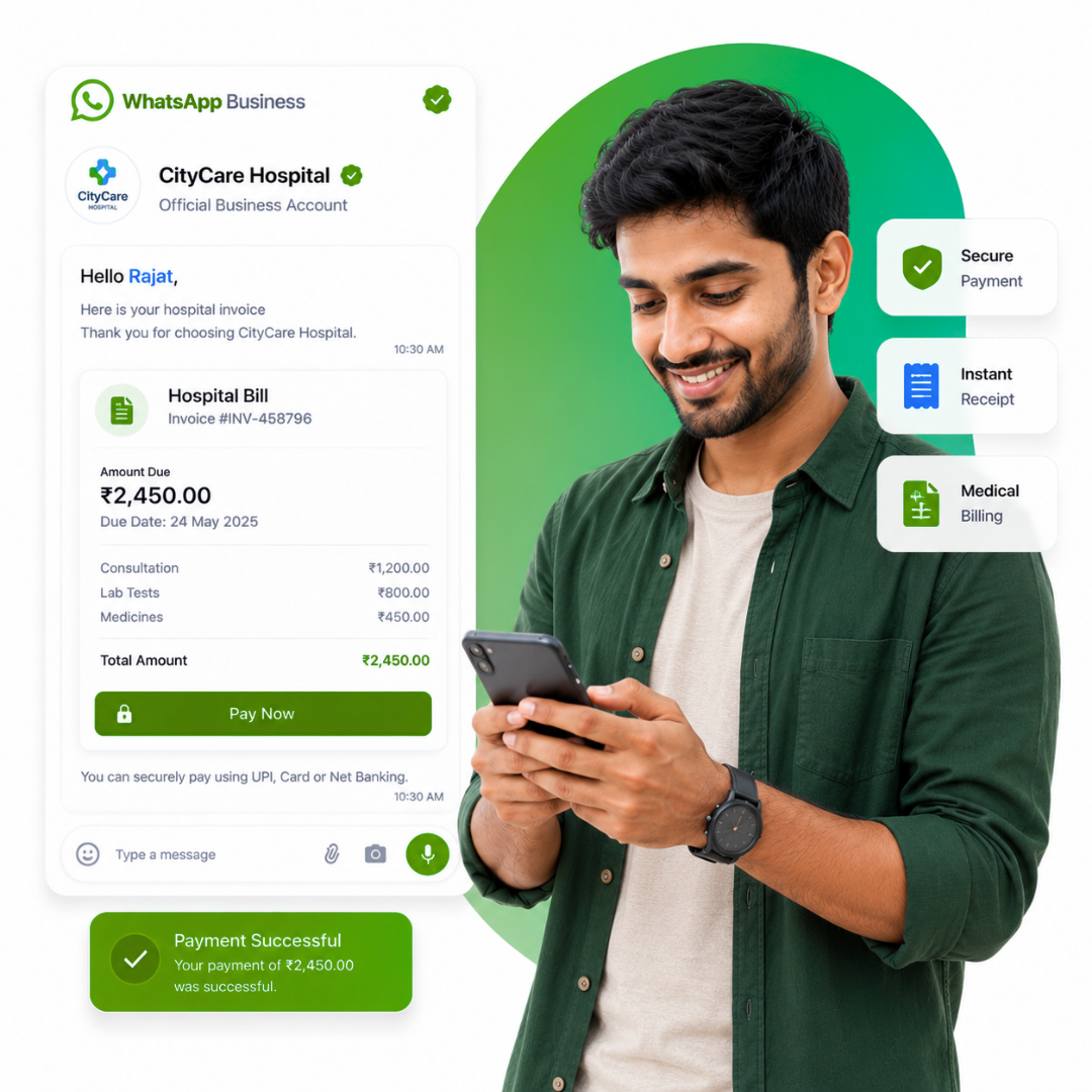 Healthcare billing notifications on WhatsApp