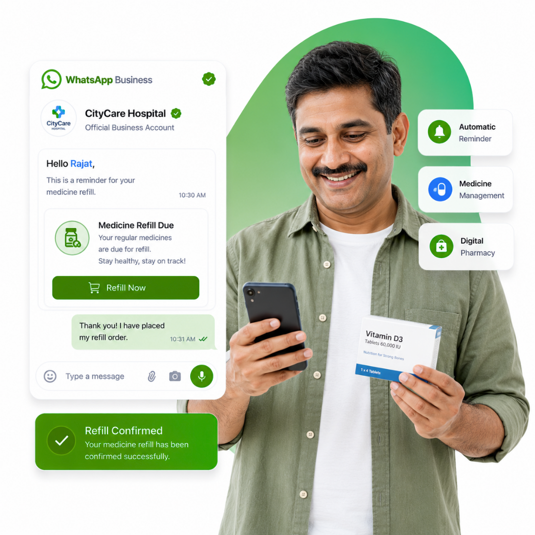 Medicine refill reminders on WhatsApp