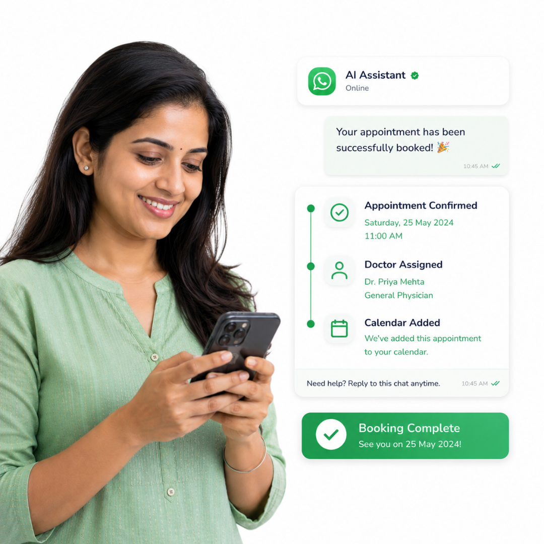 Doctor appointment confirmed on WhatsApp