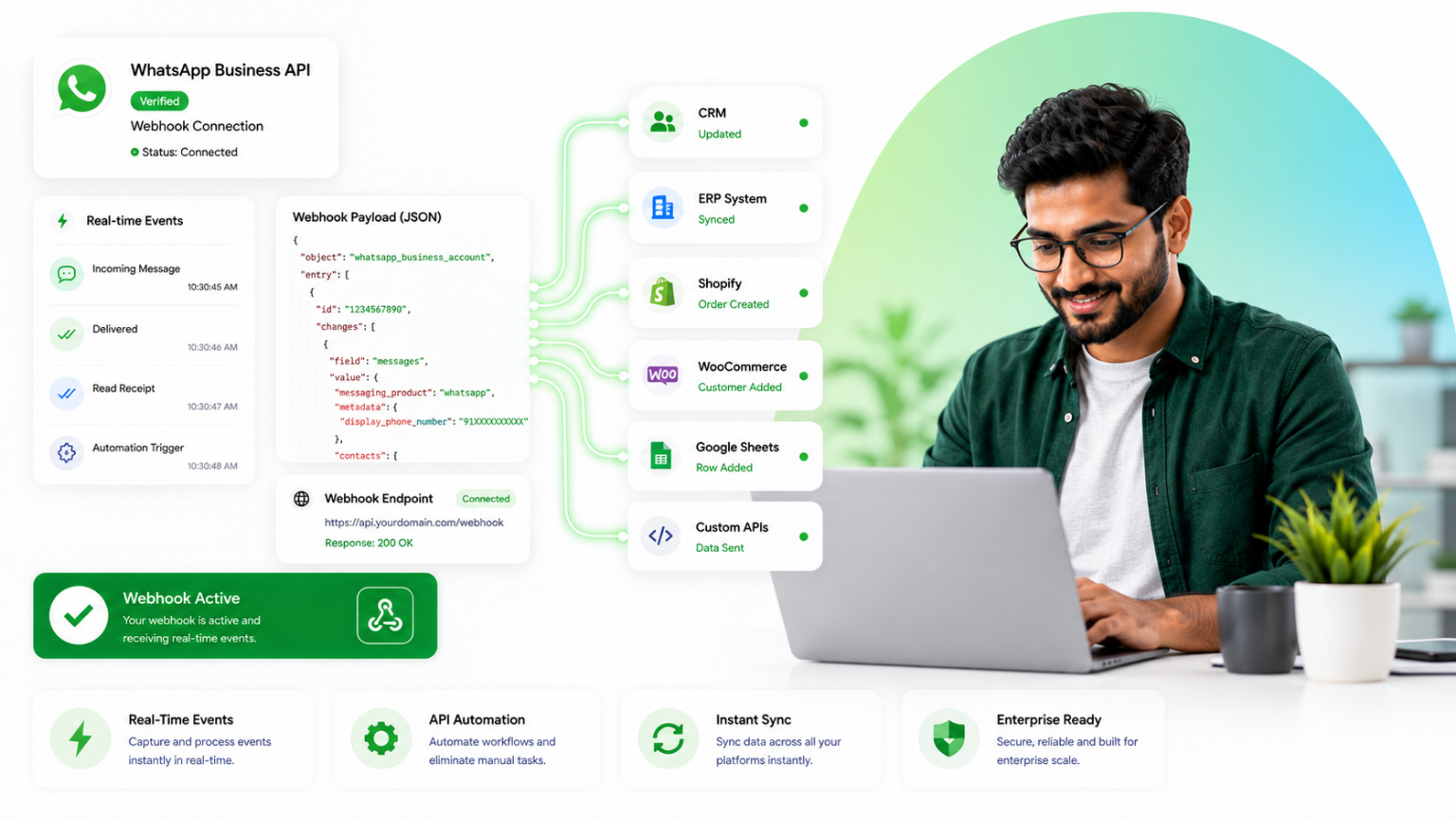 WhatsApp Business API connected to applications through WAPilot Webhooks