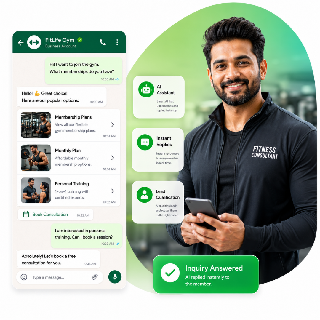 Gym membership inquiry automation on WhatsApp