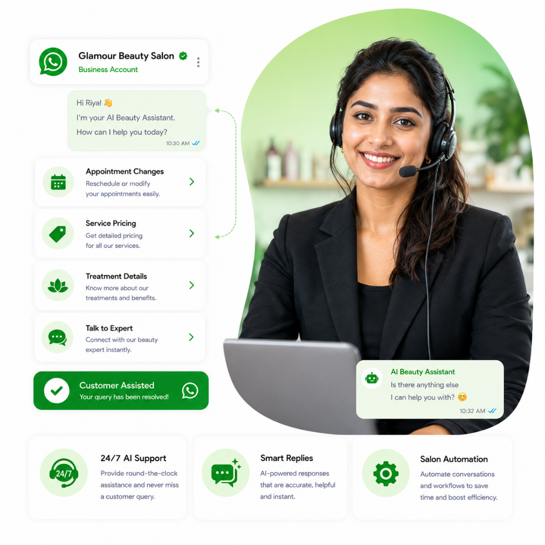 Salon customer support on WhatsApp